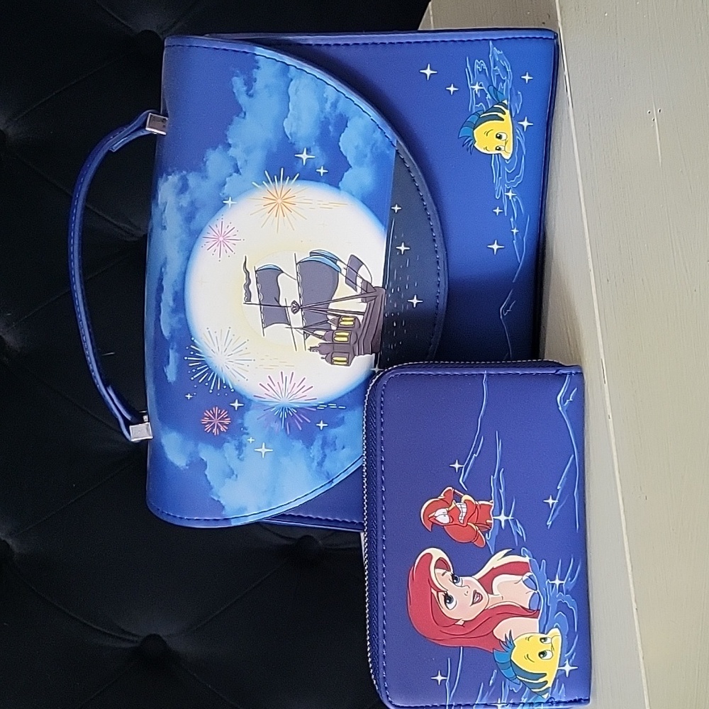 The Little Mermaid Fireworks Glow in the Dark Crossbody Bag AND Matching Wallet